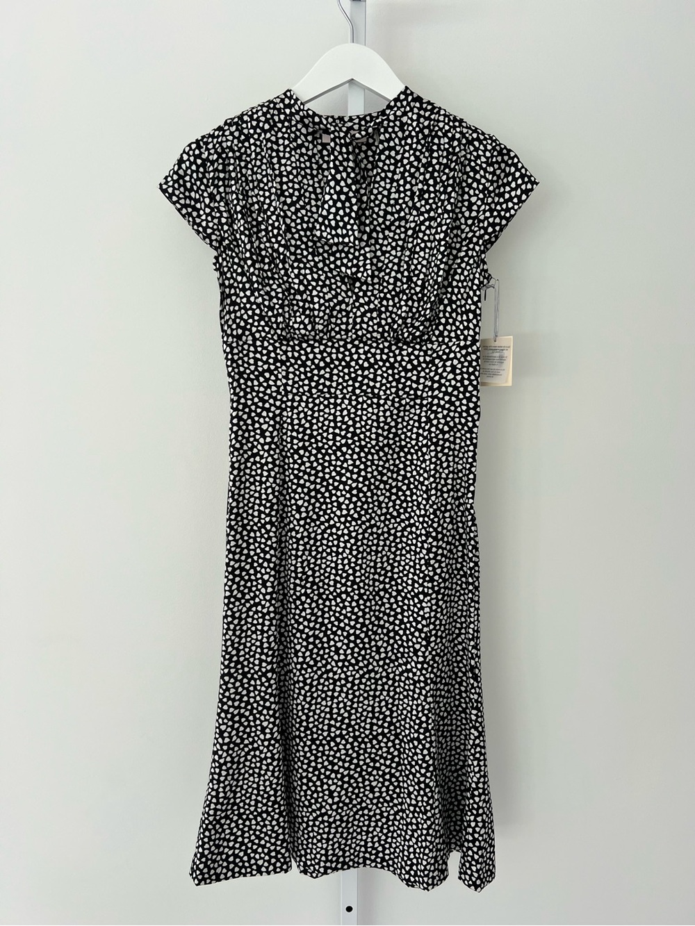 BRYAN BRADLEY BLACK AND WHITE SILK HEART DRESS SIZE US 6 NWTS!